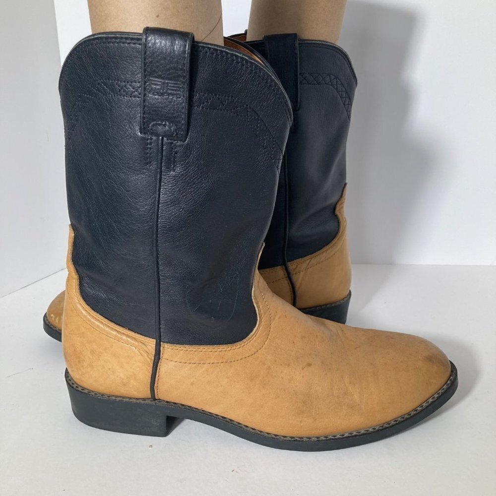 Mens Ariat‎ Pull On A2 Classic Two Toned Leather Boots Black Tan 12
